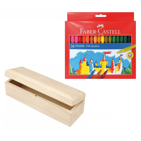Wooden box with 36x Faber Castel markers