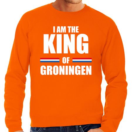 Kingsday sweater I am the King of Groningen orange for men