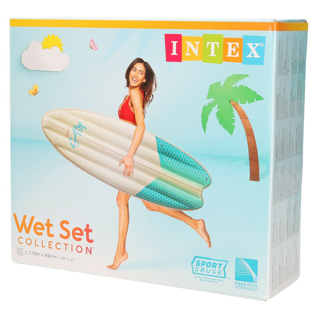 Intex Opblaasbare surfplank - wit/groen - 178 cm - vinyl