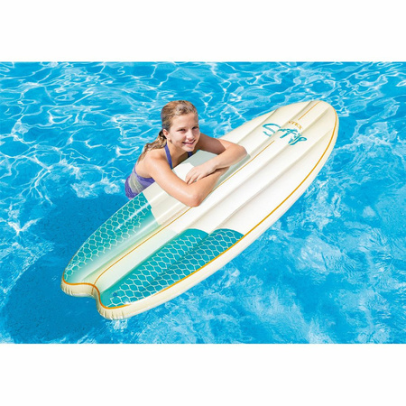 Intex Opblaasbare surfplank - wit/groen - 178 cm - vinyl