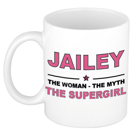 Jailey The woman, The myth the supergirl pensioen cadeau mok/beker 300 ml
