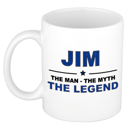 Jim The man, The myth the legend pensioen cadeau mok/beker 300 ml