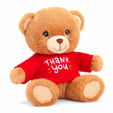 Brown bear with red shirt cuddle toy 14cm