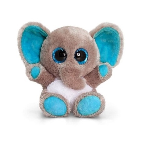 Plush grey/blue elephant cuddle toy 15cm