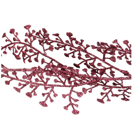Kerstboom glitter guirlande/slinger met takken bordeaux rood 180 cm