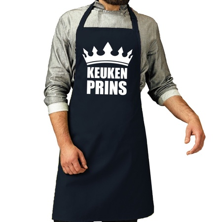 Keuken Prins barbeque schort / keukenschort navy voor heren