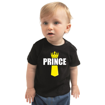 Koningsdag t-shirt Prince met kroontje zwart voor peuters