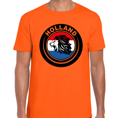 Leeuw in vlag oranje t-shirt Holland / Nederland supporter EK/ WK voor heren