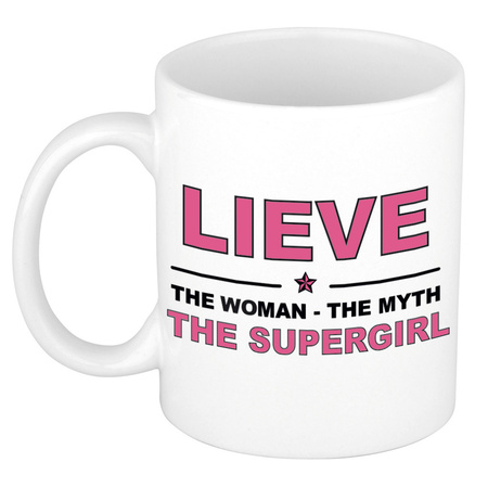 Lieve The woman, The myth the supergirl pensioen cadeau mok/beker 300 ml