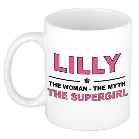 Lilly The woman, The myth the supergirl pensioen cadeau mok/beker 300 ml