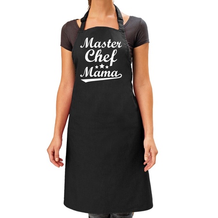 Moederdag cadeau schort - master chef mama - zwart - keukenschort - verjaardag - barbecue/BBQ
