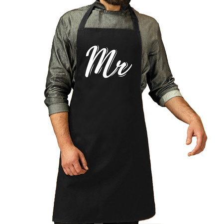 Mr italics kitchen apron black for men