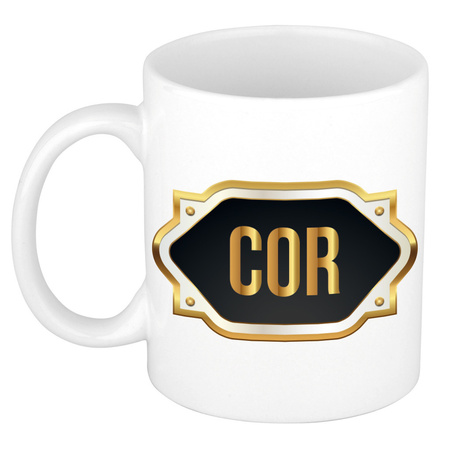 Name mug Cor with golden emblem 300 ml