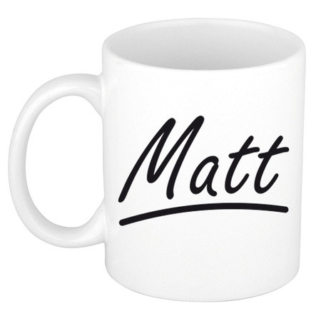 Name mug Matt with elegant letters 300 ml