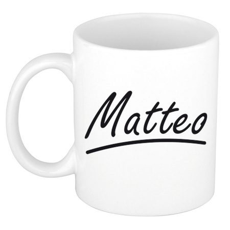 Name mug Matteo with elegant letters 300 ml