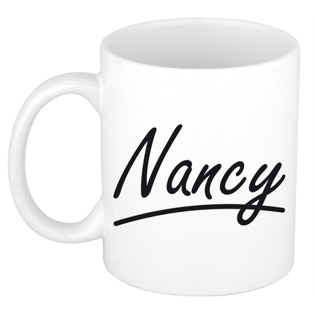 Naam cadeau mok / beker Nancy met sierlijke letters 300 ml