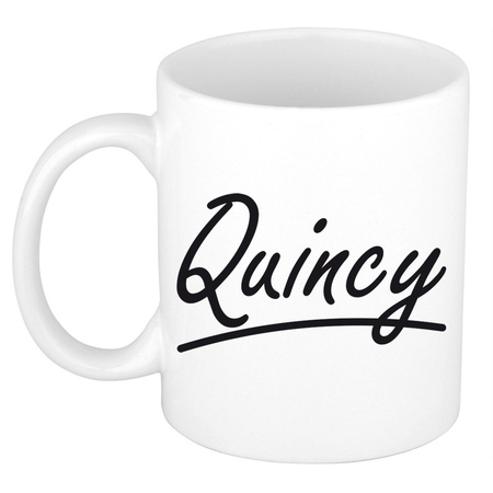 Name mug Quincy with elegant letters 300 ml