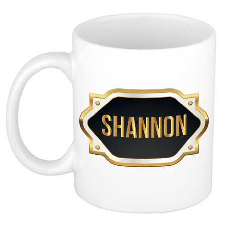 Name mug Shannon with golden emblem 300 ml