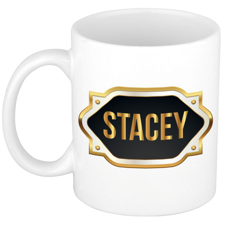 Name mug Stacey with golden emblem 300 ml