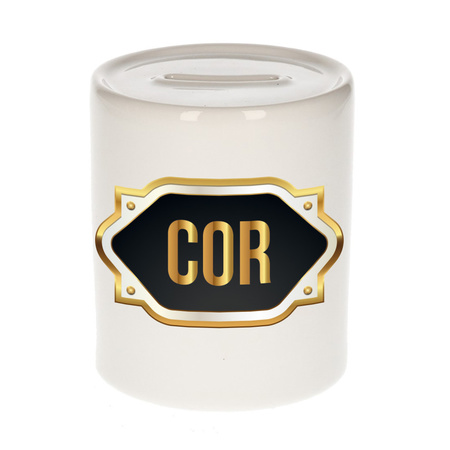 Name money box Cor with golden emblem