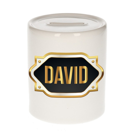Name money box David with golden emblem