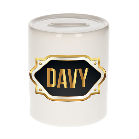 Name money box Davy with golden emblem