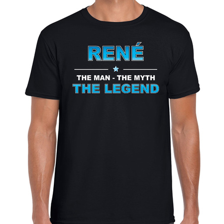 Naam cadeau t-shirt Rene - the legend zwart voor heren