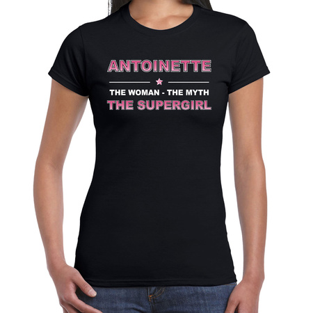 Naam cadeau t-shirt / shirt Antoinette - the supergirl zwart voor dames