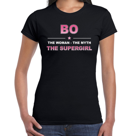 Naam cadeau t-shirt / shirt Bo - the supergirl zwart voor dames