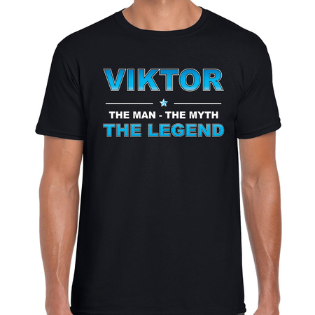 Naam cadeau t-shirt Viktor - the legend zwart voor heren
