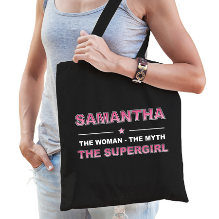 Naam cadeau tas Samantha - the supergirl zwart voor dames