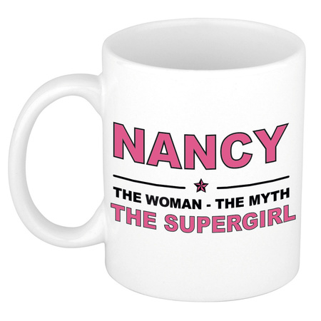Nancy The woman, The myth the supergirl pensioen cadeau mok/beker 300 ml