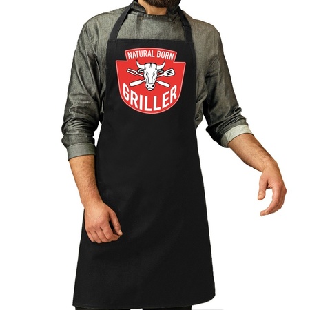 Natural born griller apron black for men