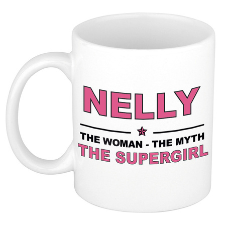 Nelly The woman, The myth the supergirl pensioen cadeau mok/beker 300 ml