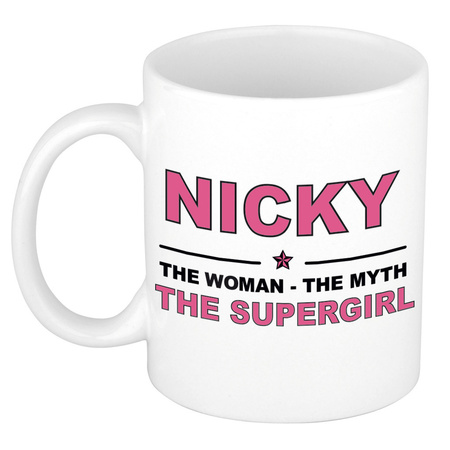 Nicky The woman, The myth the supergirl pensioen cadeau mok/beker 300 ml