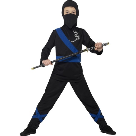 Ninja kostuum zwart/blauw voor kinderen
