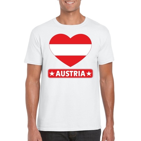 Oostenrijkse vlag in hartje shirt wit heren