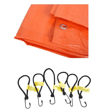 Orange tarps 3 x 4 meters with 18x elastic hook cords