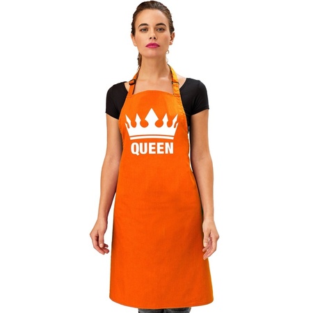 Couple gift set: 1x King kitchen apron orange men + 1x Queen kitchen apron orange women