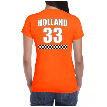 Oranje t-shirt met nummer 33 - Holland / Nederland race fan shirt voor dames