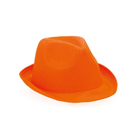 Oranje trilby hoeden