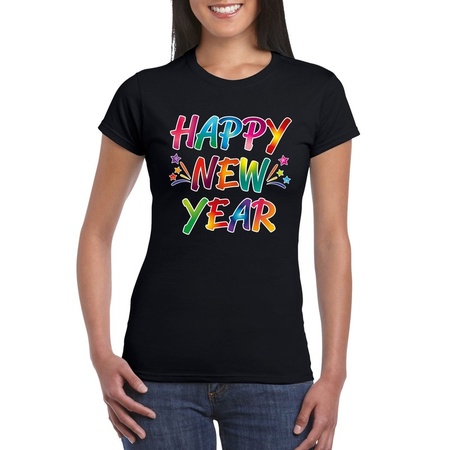 Happy new year t-shirt black for women