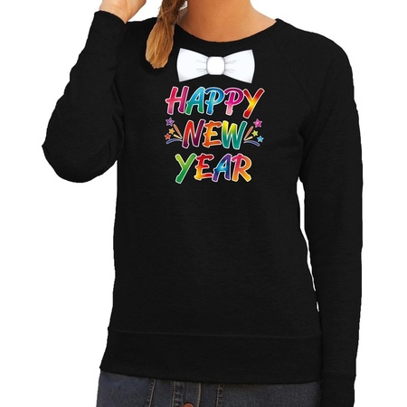 Happy new year sweater black for women