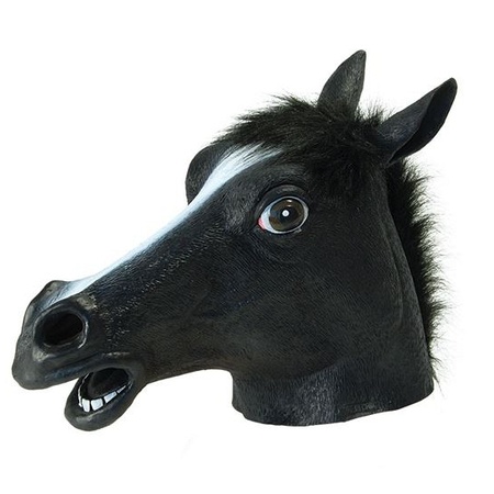 Zwart paarden masker van rubber