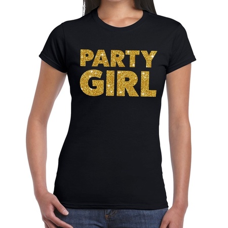 Party Girl glitter tekst t-shirt zwart dames