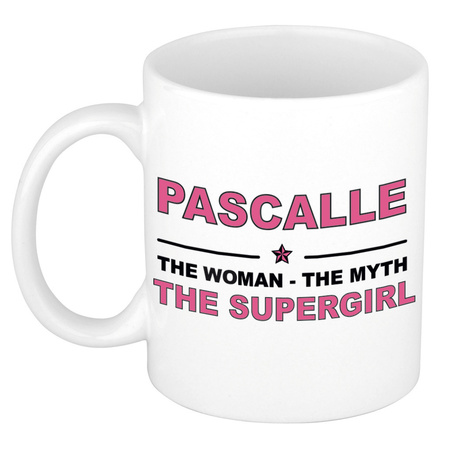 Pascalle The woman, The myth the supergirl pensioen cadeau mok/beker 300 ml