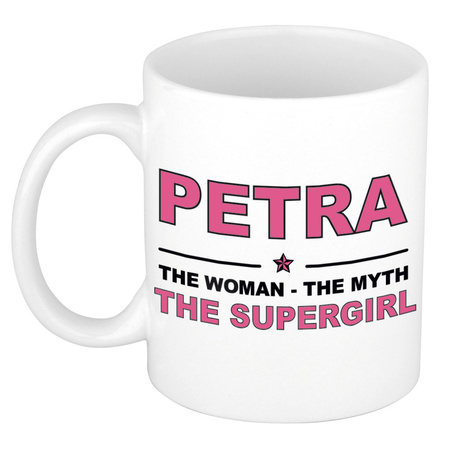 Petra The woman, The myth the supergirl pensioen cadeau mok/beker 300 ml