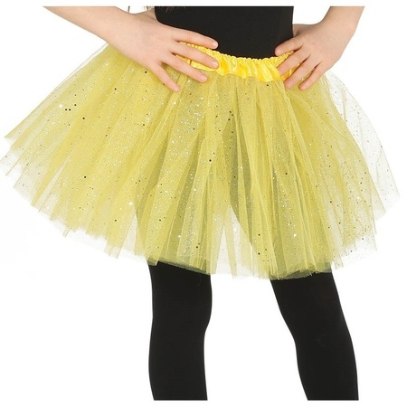 Petticoat/tutu skirt yellow with glitter 31 cm for girls