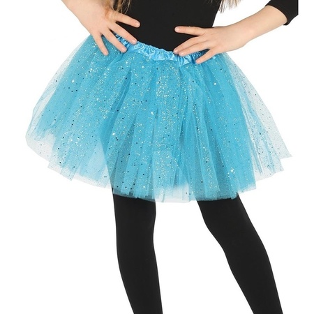 Petticoat/tutu skirt light blue lichtblauwh glitter 31 cm for 