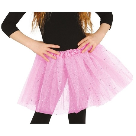 Petticoat/tutu verkleed rokje lichtroze glitters voor meisjes